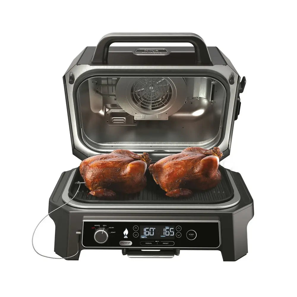 Ninja OG850EU Woodfire Pro XL; Elektrický BBQ, Gril, Airfryer & Udírna; Venkovní; 45 cm x 31 cm