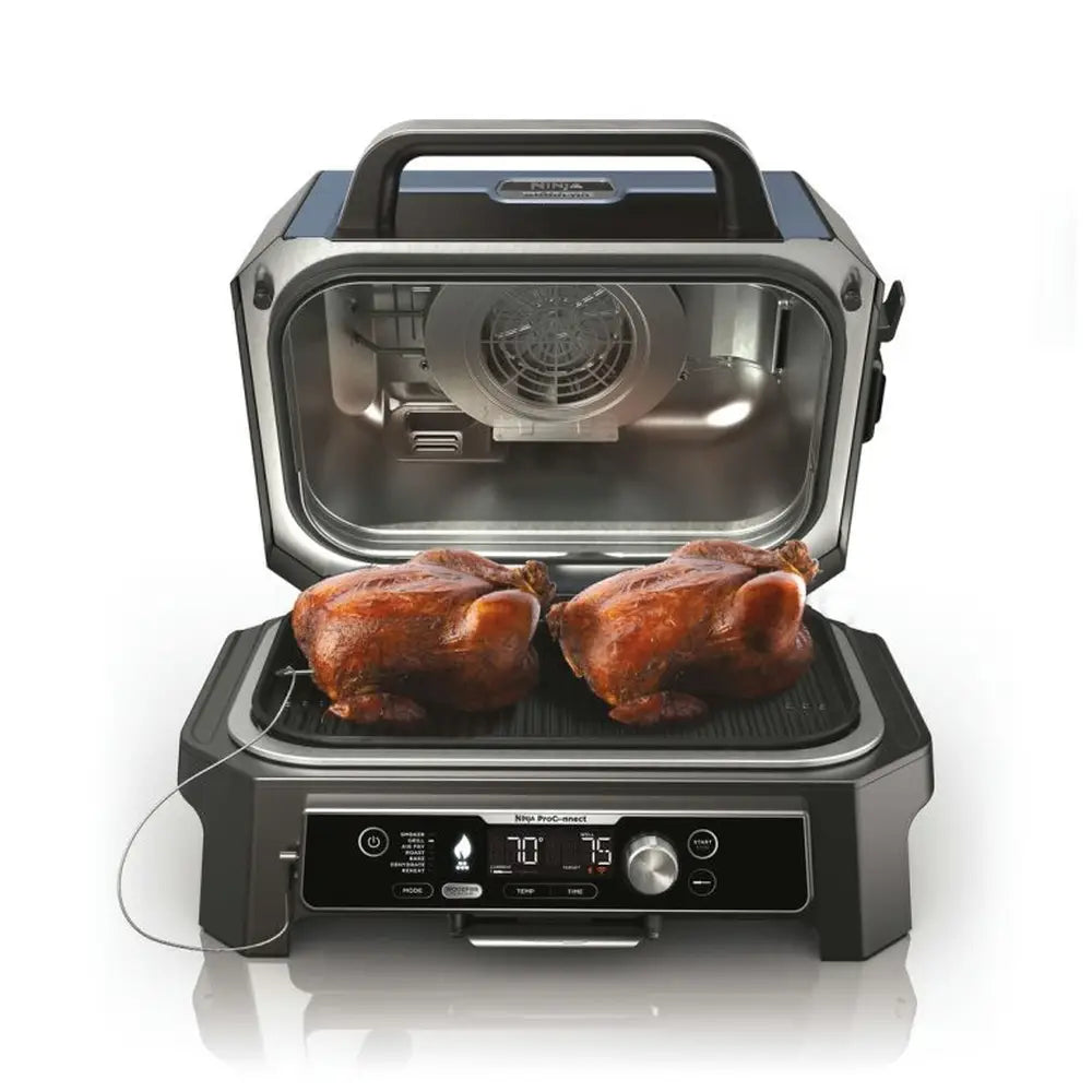 Ninja OG901EU Woodfire Pro Connect XL; Elektrický BBQ, Gril, Airfryer & Udírna; Venkovní; 45 cm x 31 cm