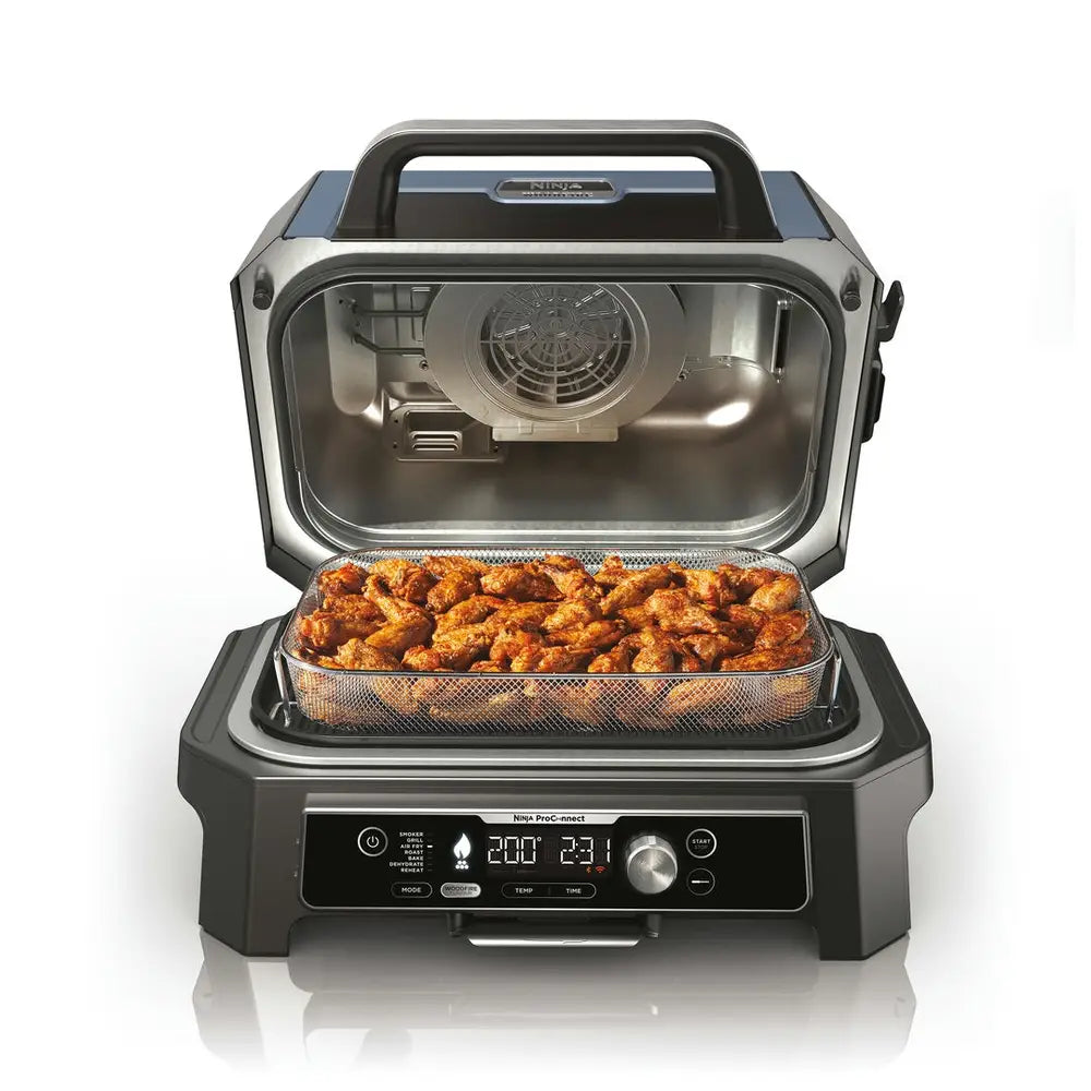 Ninja OG901EU Woodfire Pro Connect XL; Elektrický BBQ, Gril, Airfryer & Udírna; Venkovní; 45 cm x 31 cm